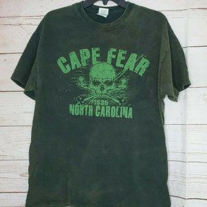 Gildan Ultra Cotton Large Cape Fear 1585 North Carolina Skull Graphics T Shirt